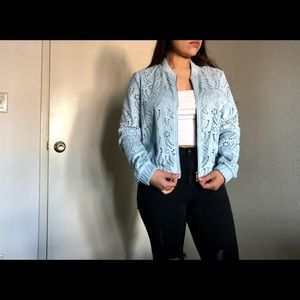 Faux Suede Bomber Jacket